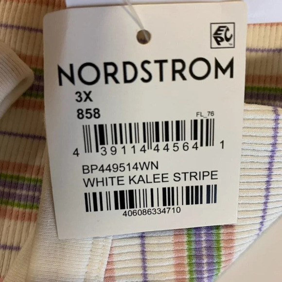 Nordstrom BP Women's White Kalee Stripe Cotton Rib Knit Ringer Tank Size‎ 3X NWT - Picture 7 of 12